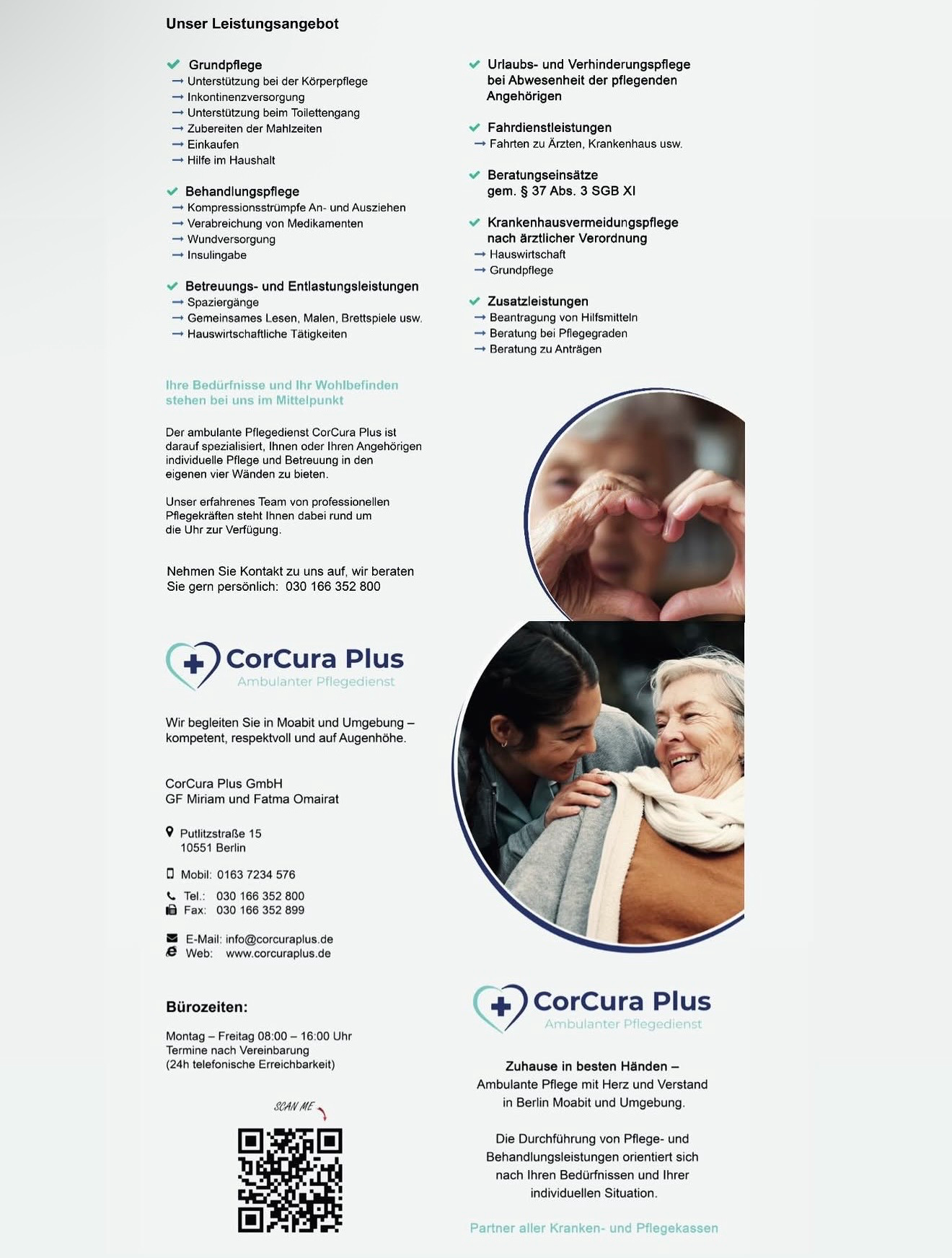CorCura Plus GmbH steht für professionelle ambulante Pflege mit Herz und Kompetenz unterstützen wir sie 💙🩵